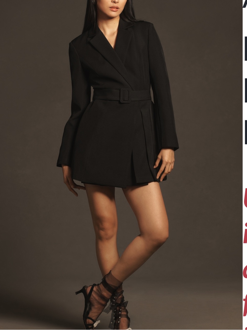 English Factory pleated blazer dress w/built in shorts